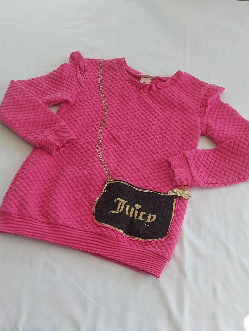 Juicy Couture Hot Pink Quilted Girls Sweatshirt .Size 7